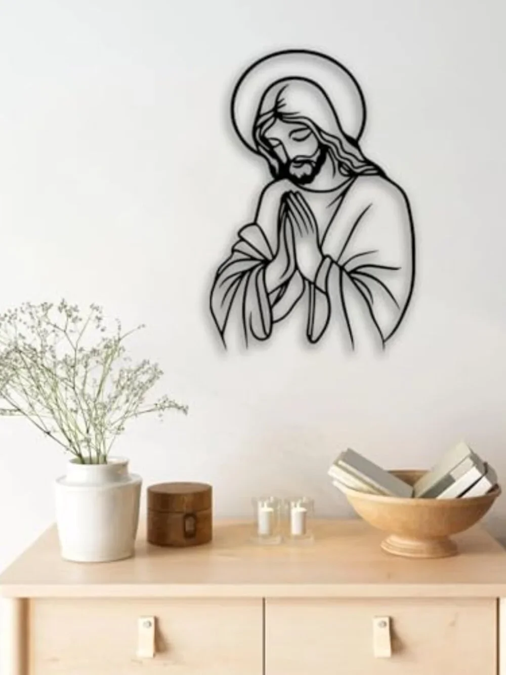 BRAND NEW Jesus Praying Hands Metal Wall Decor